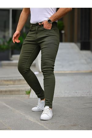 Erkek Slim Fit Likralı Denim Kot Pantolon Jean K.HAKİ