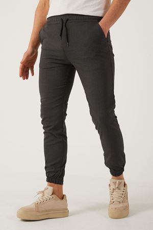 Erkek Dar Kalıp Lastikli Paça Jogger Pantolon FÜME
