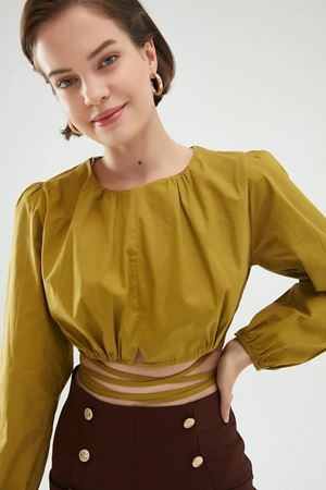 Bağlama Detaylı Bluz Olive