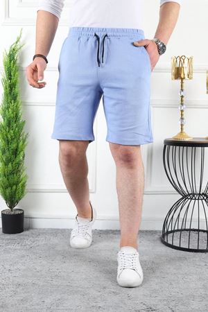 Erkek Üç İplik Compack Penye  Bel Lastikli Slim Fit Kapri BEBE MAVİ