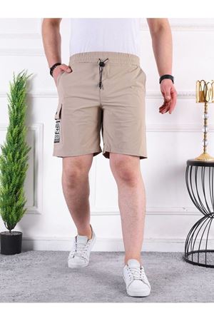 Erkek Paraşüt Kumaş Bel Lastikli Baskı Detaylı Kapri SÜTLÜ KAHVE