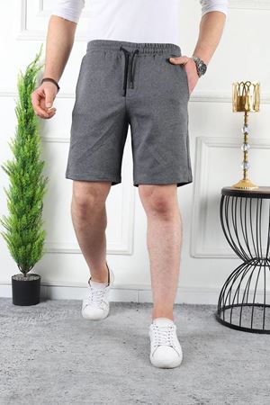 Erkek Üç İplik Compack Penye  Bel Lastikli Slim Fit Kapri FÜME