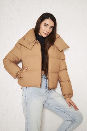 KADIN OVERSİZE ŞİŞME MONT SÜTLÜ KAHVE