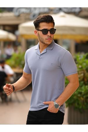 Erkek Slim Fit Waffle Kumaş Patlı ( V ) T-Shirt GRİ