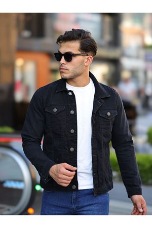 Erkek A Kalite Slim Fit Denim Kot Ceket A.SİYAH