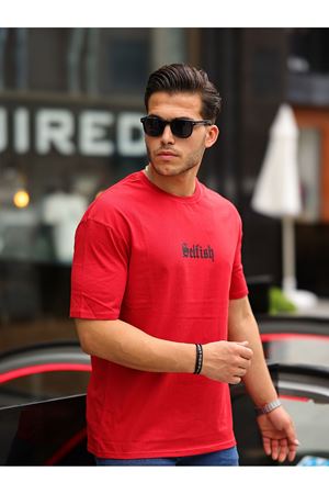 Erkek Oversize T-Shirt SELFİSH KIRMIZI