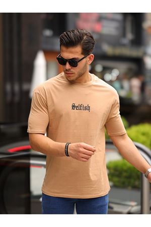 Erkek Oversize T-Shirt SELFİSH CAMEL