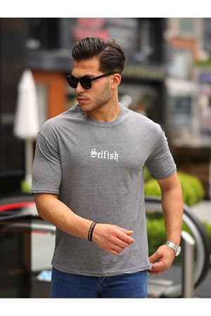 Erkek Oversize T-Shirt SELFİSH FÜME