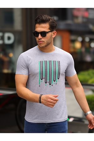 Baskılı Sıfır Yaka T-Shirt GRİ