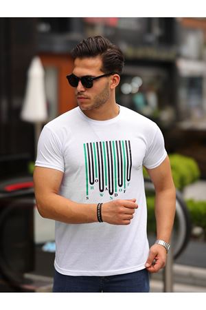 Baskılı Sıfır Yaka T-Shirt BEYAZ
