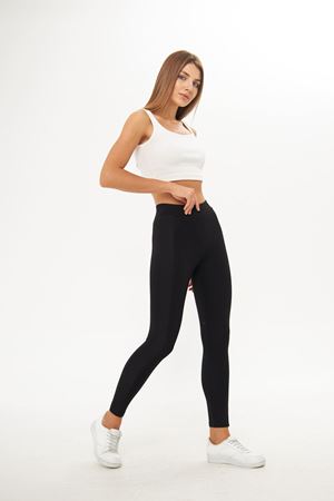 Yanı Desenli Yüksek Bel Tayt SİYAH