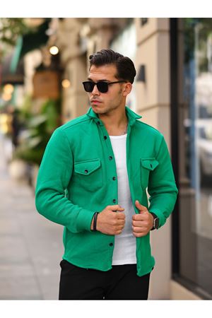 Erkek 3 İplik Rahat Kalıp Gömlek YEŞİL