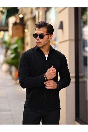 Erkek Polar Rahat Kalıp Gömlek SİYAH