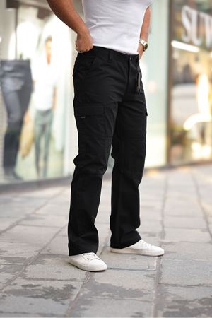 Yan Cepli  Armalı Baggy Pantolon SİYAH