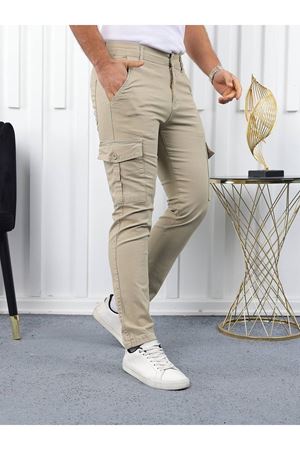 ERKEK KÖRÜKLÜ JOGGER PAÇA LASTİKSİZ PANTOLON BEJ