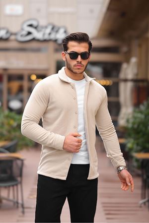 Erkek Polar Rahat Kalıp Gömlek TAŞ