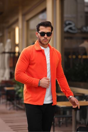 Erkek Polar Rahat Kalıp Gömlek Turuncu