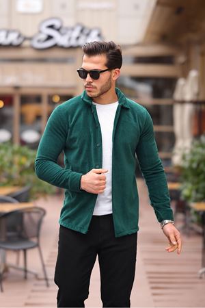 Erkek Polar Rahat Kalıp Gömlek ZÜMRÜT