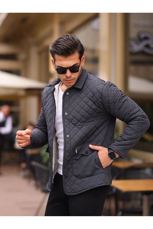 Çıtçıtlı Kürklü Kapitone Mont FÜME