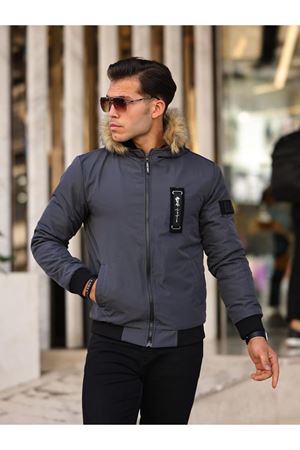 Erkek Içi Kürklü Suya Dayanıklı  Kürkü Çıkabilir Kapüşonlu Mont K.GRİ