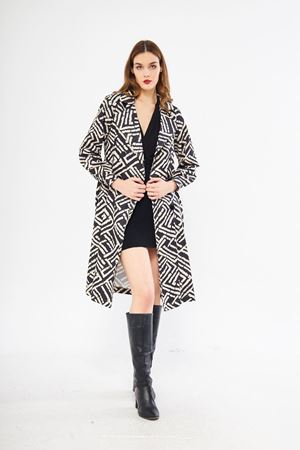 Astarsız Cepli Düğmeli Kuşaklı Yazlık Trenç SİYAH-KREM