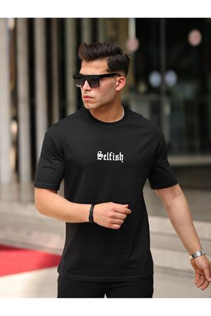 Erkek Oversize T-Shirt SELFİSH SİYAH