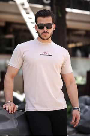 Erkek Slim Fit T-Shirt Ratty KREM