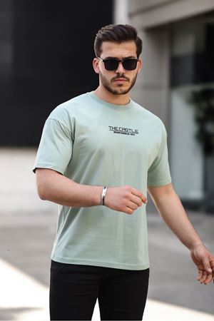 Erkek Oversize T-Shirt The Castle SU YEŞİLİ