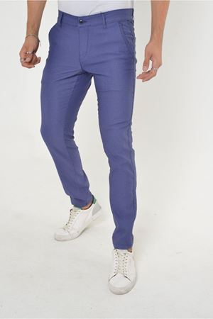 ERKEK SLİM FİT DAR KESİM ÖRGÜ KUMAŞ YAN CEP KOTON CHİNO PANTOLON AA.MAVİ