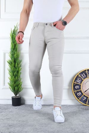 Erkek Slim Fit Likralı Denim Kot Pantolon Jean GRİ