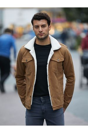 ERKEK İÇİ KÜRKLÜ KOT CEKET KAHVE