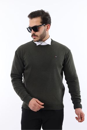 Sıfır Yaka Triko Kazak HAKİ