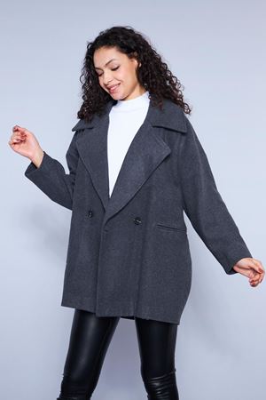 Kadın Kısa Kaşe Kaban FÜME