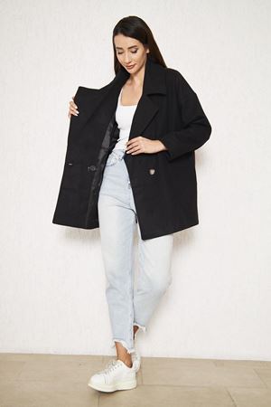 Kadın Kısa Kaşe Kaban SİYAH