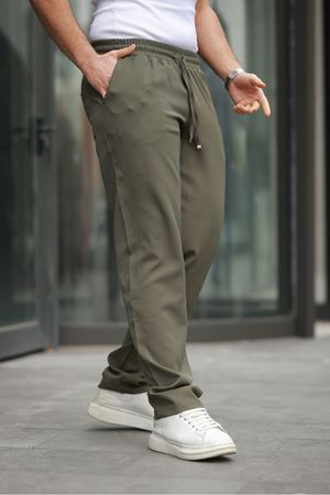 Erkek Trend Beli Lastikli Bol Paça Baggy Pantolon HAKİ