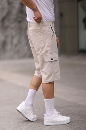 Erkek Slim Fit Kargo Cepli Kapri Şort TAŞ