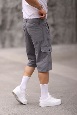 Erkek Slim Fit Kargo Cepli Kapri Şort Antrasit
