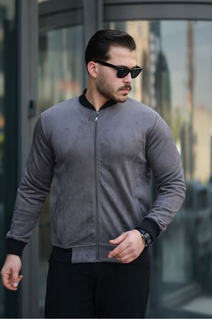 Erkek Dar Kesim Nubuk Süet Astarsız Likralı Su Itici Kolej Ceket FÜME