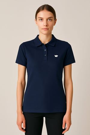 Kadın Kısa Kollu Slim Fit Basic Polo Yaka Tişört LACİVERT