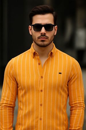 Erkek Keten Kumaş Uzun Kollu Gömlek