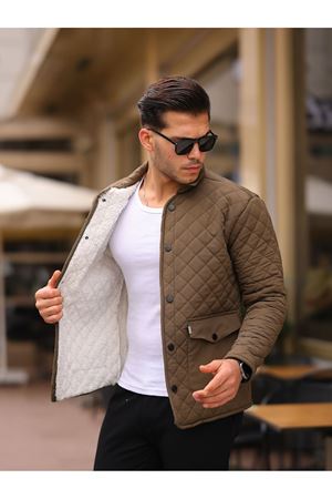 Erkek Çıtçıt Basic Kışlık Kürklü Kahve Kapitone Mont