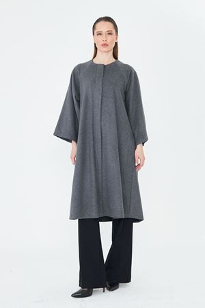 Kadın Trend Oversize Uzun Kol Şık Füme Kaşe Panço