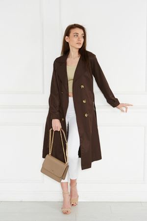 Astarsız Cepli Düğmeli Kuşaklı Yazlık Trenç