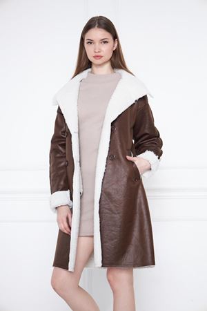 Içi Suni Kürklü Deri Uzun Kaban