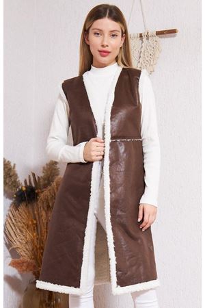 Kadın Içi Suni Kürklü Suni Deri Yelek
