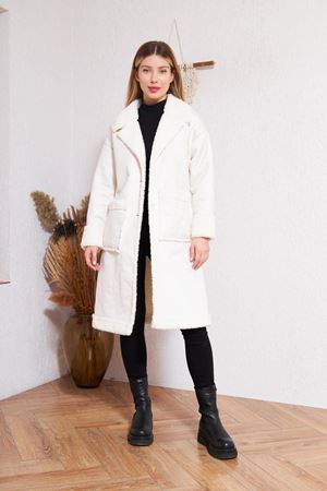 Kadın Içi Suni Kürklü Suni Deri Kaban