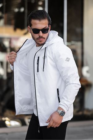 Erkek Içi Astarlı Suya Dayanıklı Kapüşonlu Cepli Yağmurluk