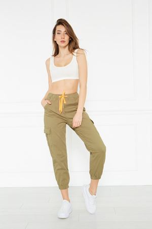 Kadın Jogger Paça Lastikli Bel Lastikli Kargo Cepli Gabardin Kadın Pantolon