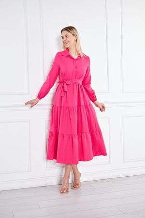 Kadın Katlı Gömlek Yaka Elbise