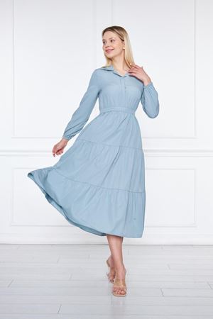 Kadın Katlı Gömlek Yaka Elbise